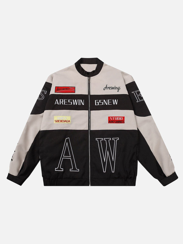 Levefly - "AW" Patchwork Motorcycle Jacket - Streetwear Fashion - levefly.com