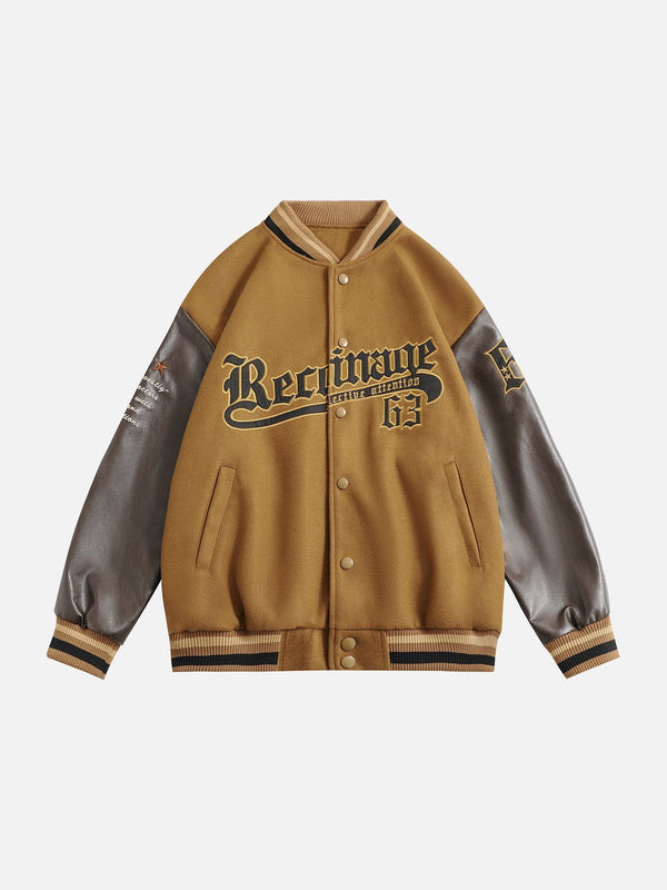 Levefly - Applique Embroidery Letters Varsity Jacket - Streetwear Fashion - levefly.com
