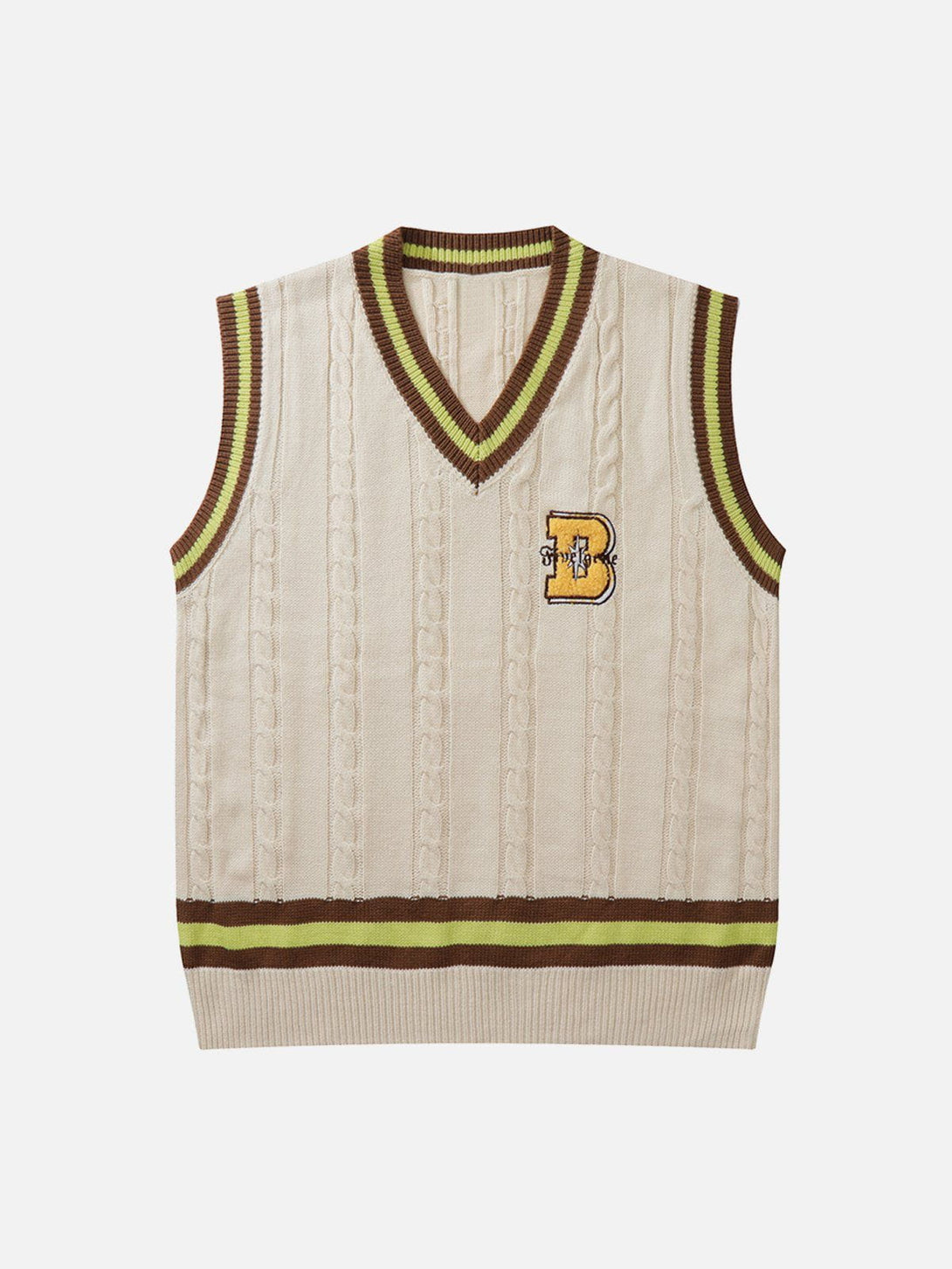 Levefly - "B" Embroidered Sweater Vest - Streetwear Fashion - levefly.com