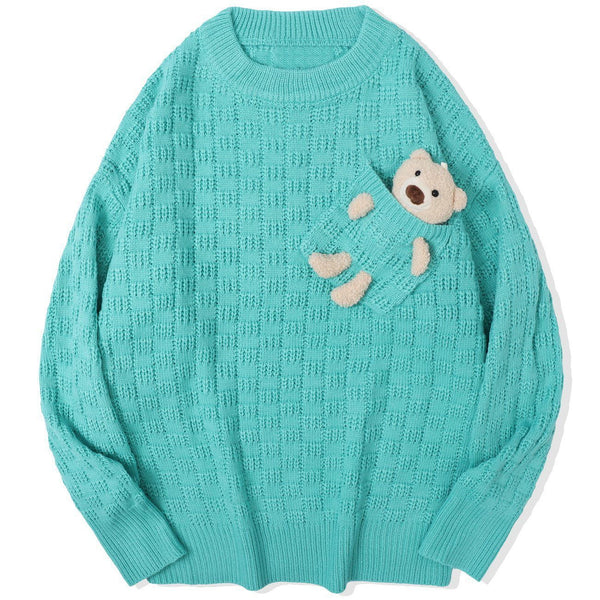 Levefly - Bear Doll Decoration Knit Sweater - Streetwear Fashion - levefly.com