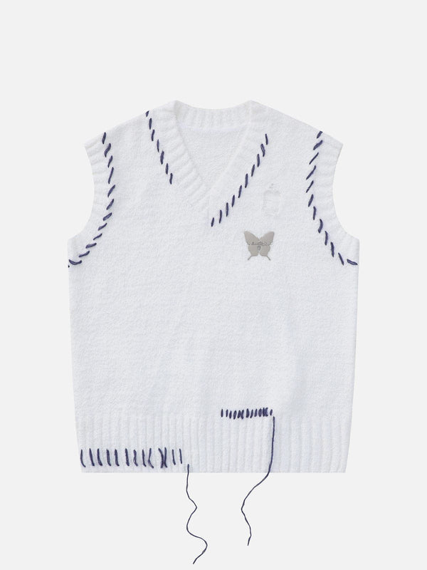 Levefly - Butterfly Labelling Straps Sweater Vest - Streetwear Fashion - levefly.com
