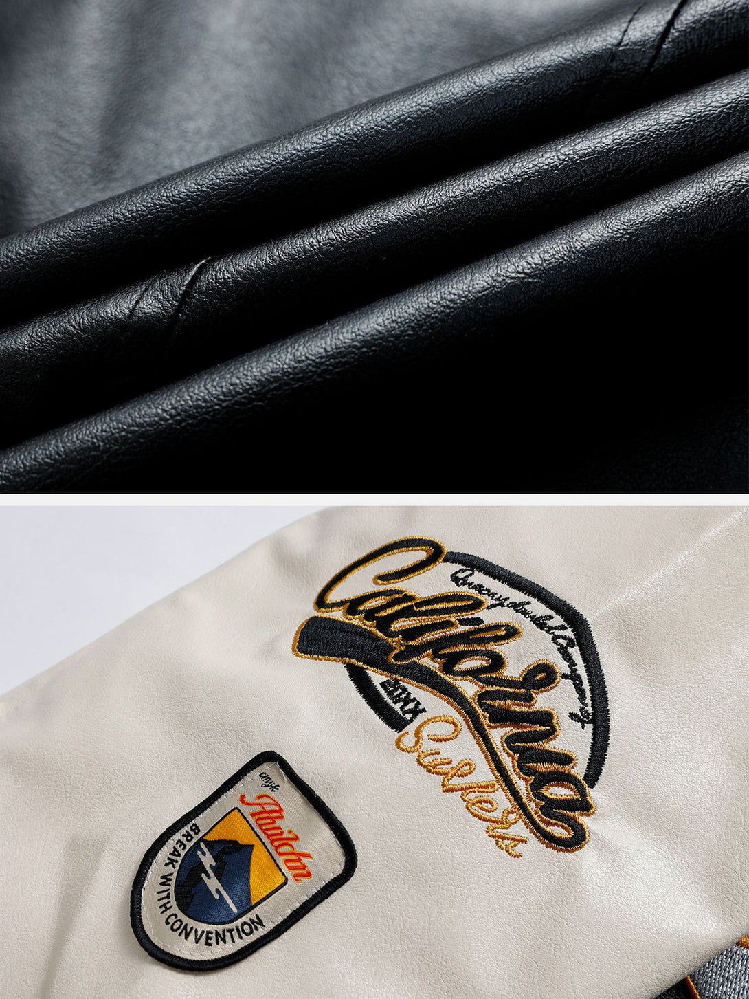 Levefly - "California" PU Stitching Varsity Jacket - Streetwear Fashion - levefly.com