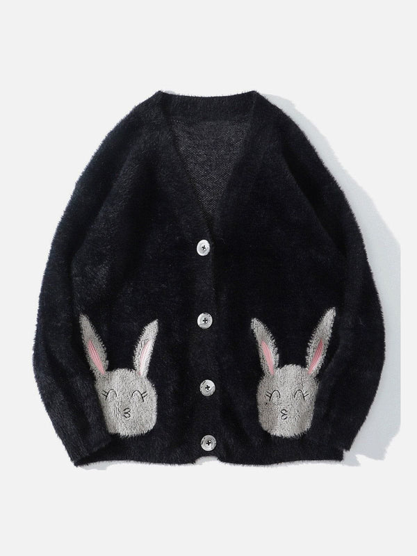 Levefly - Cartoon Rabbit Embroidered Cardigan - Streetwear Fashion - levefly.com