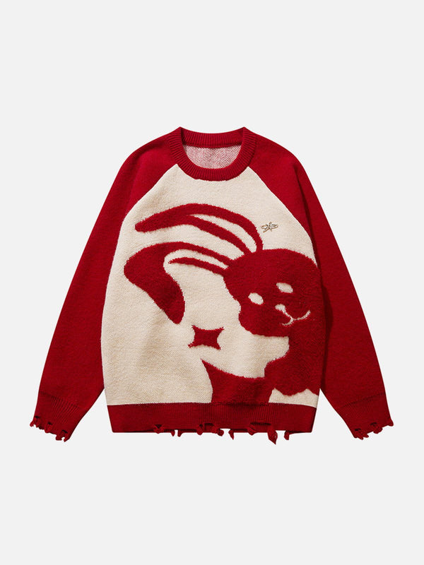 Levefly - Cartoon Rabbit Embroidery Sweater - Streetwear Fashion - levefly.com