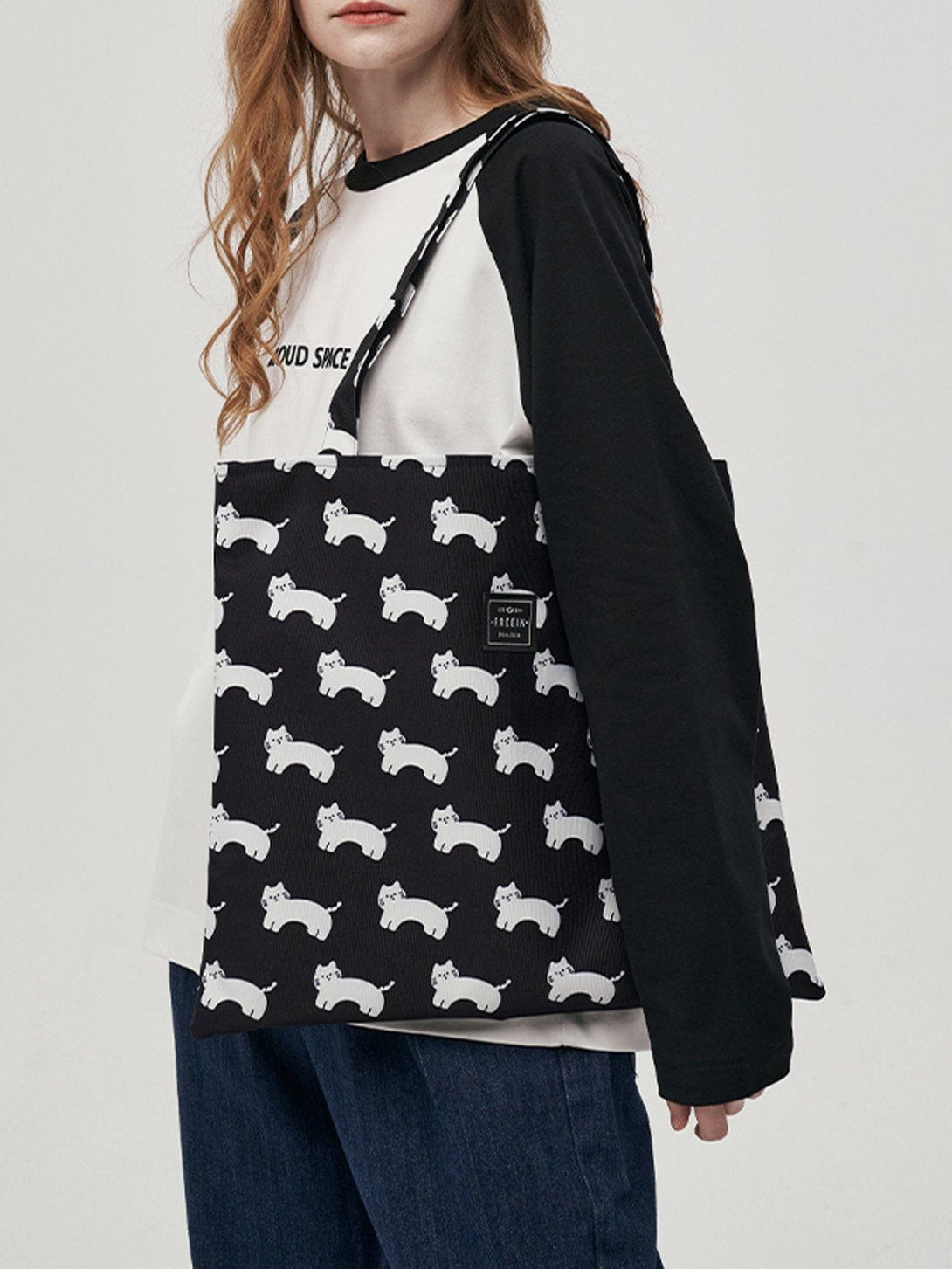 Levefly - Cat Print Canvas Shoulder Bag Bag - Streetwear Fashion - levefly.com