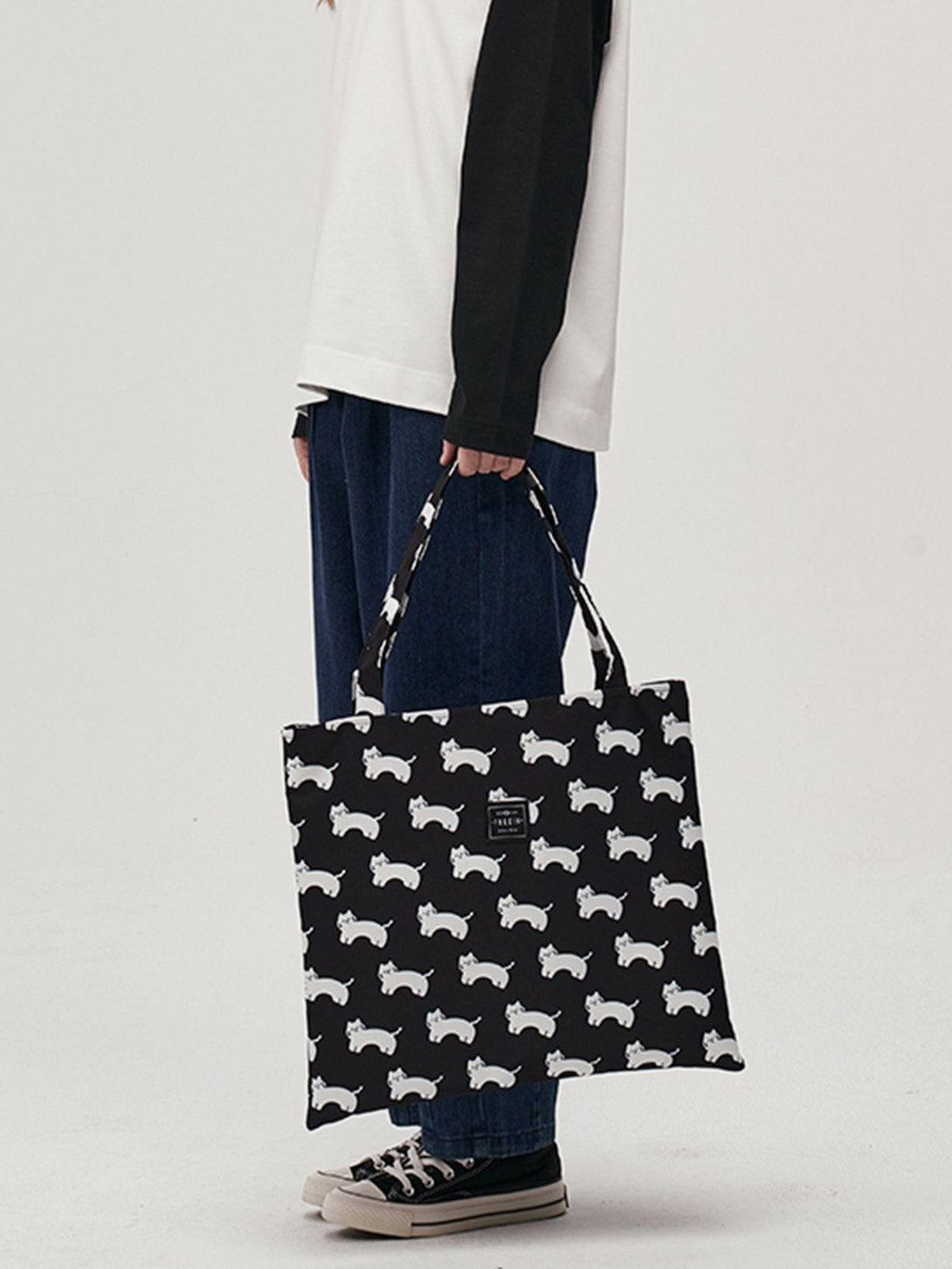 Levefly - Cat Print Canvas Shoulder Bag Bag - Streetwear Fashion - levefly.com