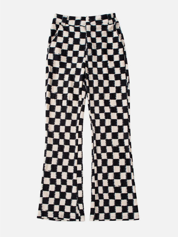 Levefly - Checkerboard Elastic Horn Pants - Streetwear Fashion - levefly.com