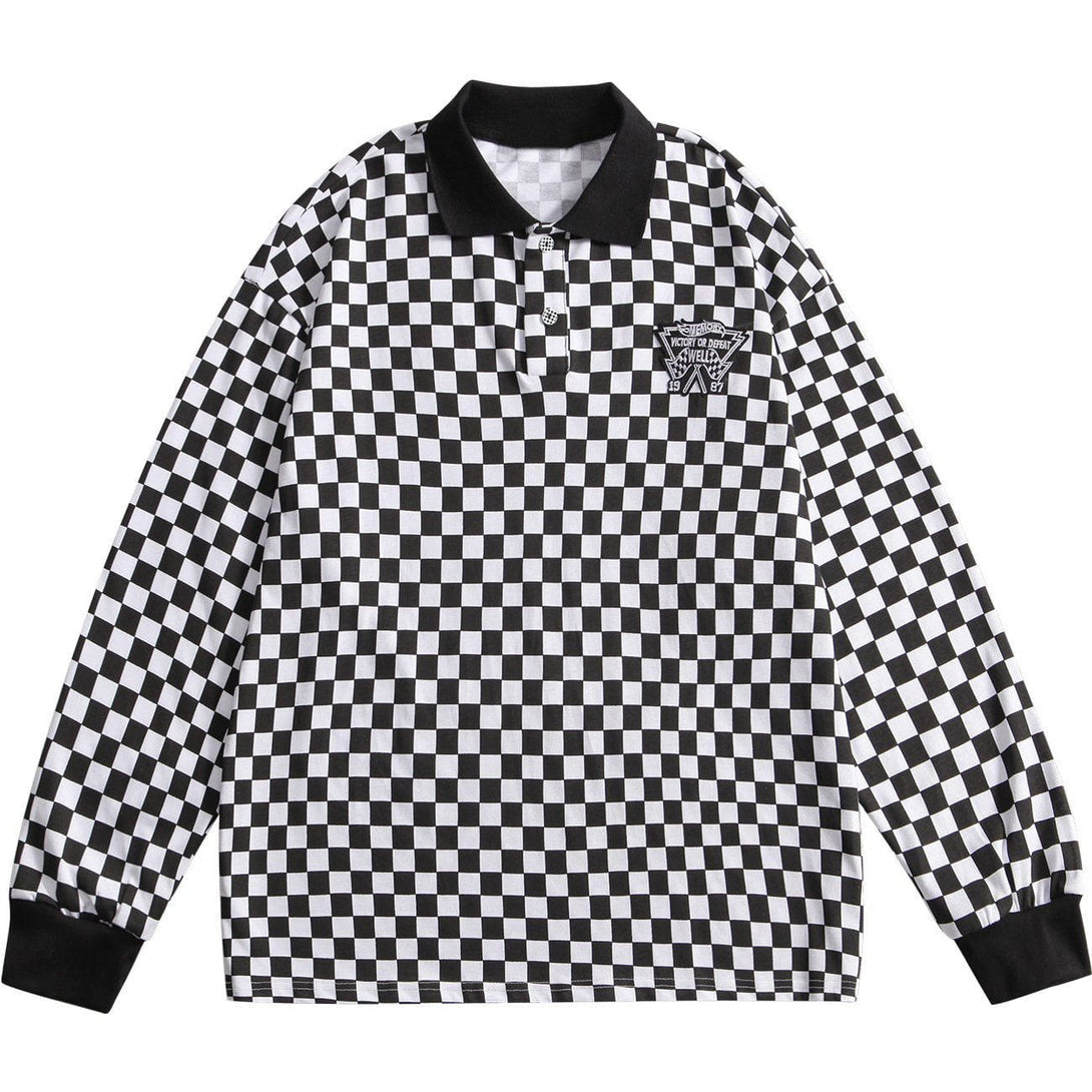 Levefly - Checkerboard Patch Embroidered Sweatshirt - Streetwear Fashion - levefly.com