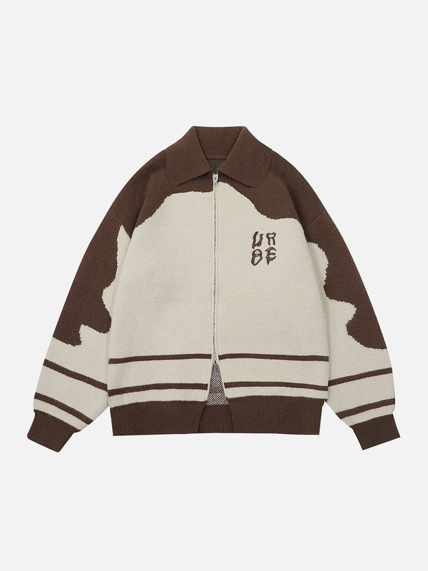 Levefly - Color Block Embroidered Cardigan - Streetwear Fashion - levefly.com