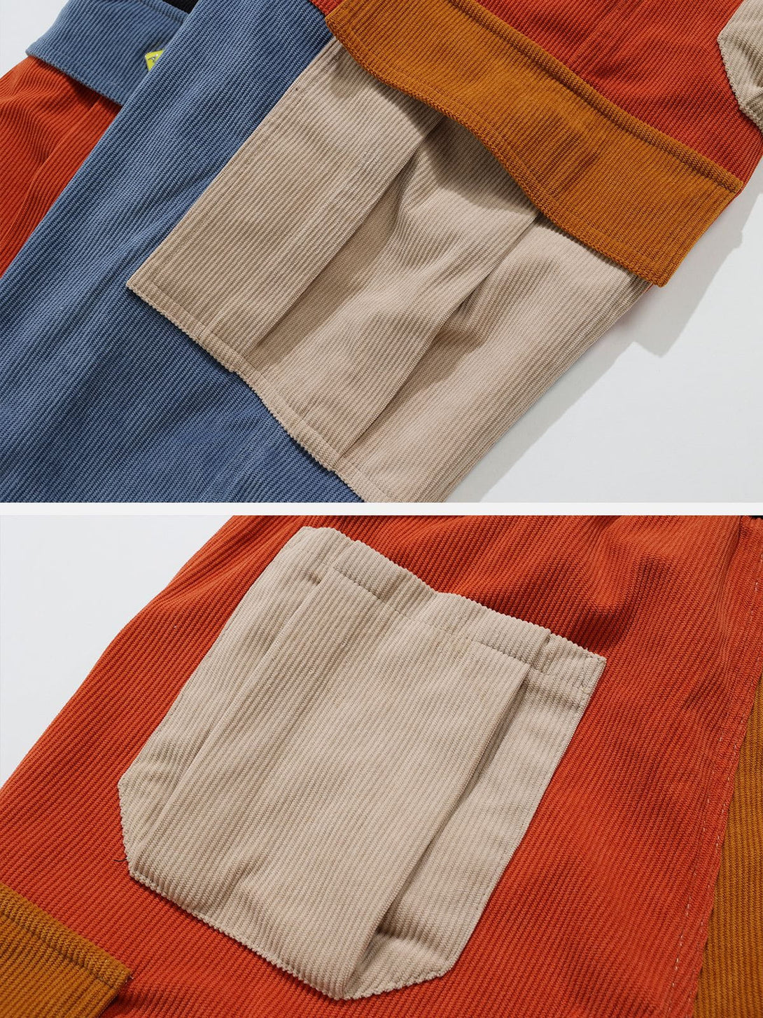 Levefly - Color Block Patchwork Corduroy Pants - Streetwear Fashion - levefly.com