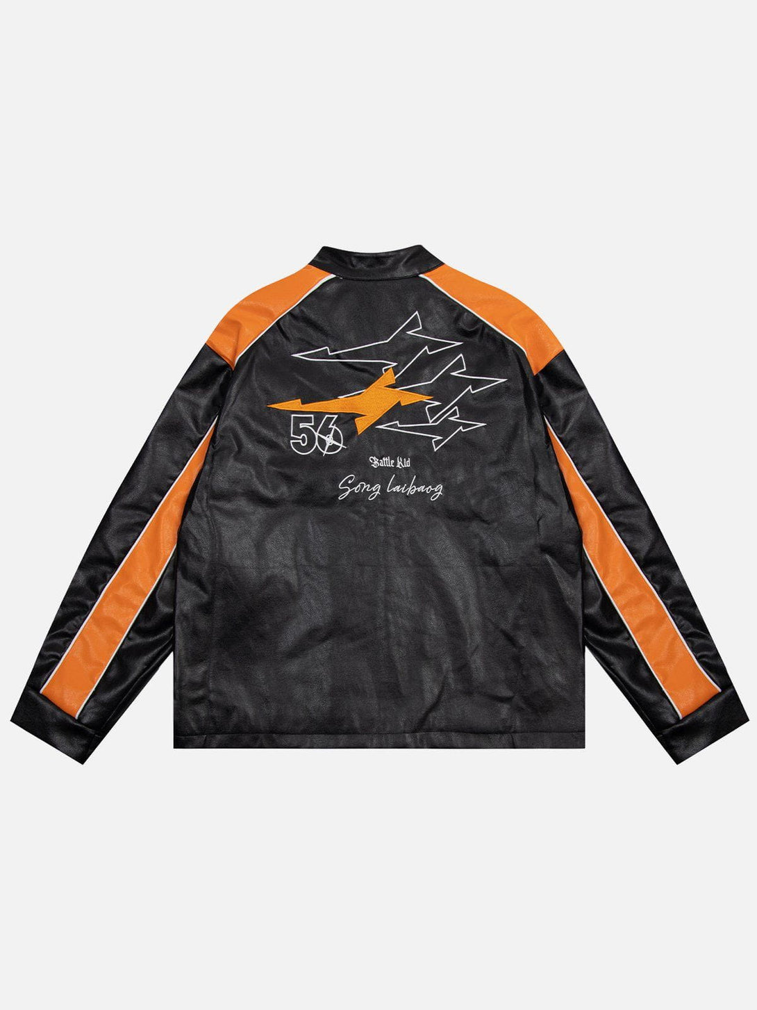 Levefly - Contrast Embroidered PU Jacket - Streetwear Fashion - levefly.com