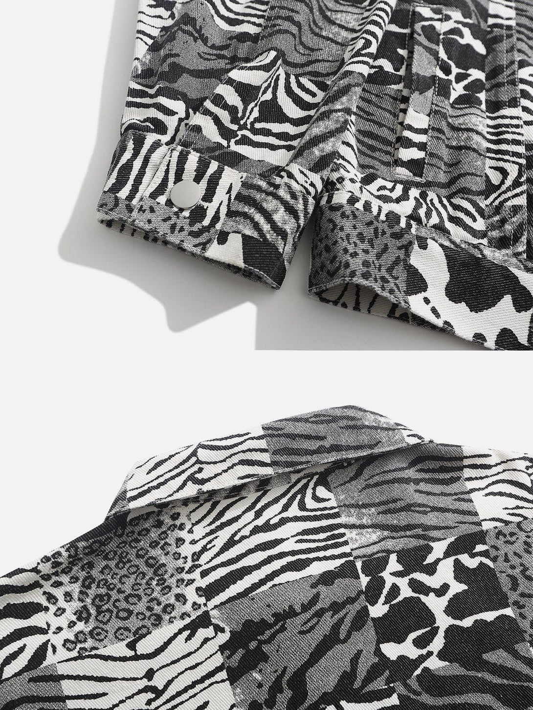 Levefly - Contrast Leopard Denim Jacket - Streetwear Fashion - levefly.com