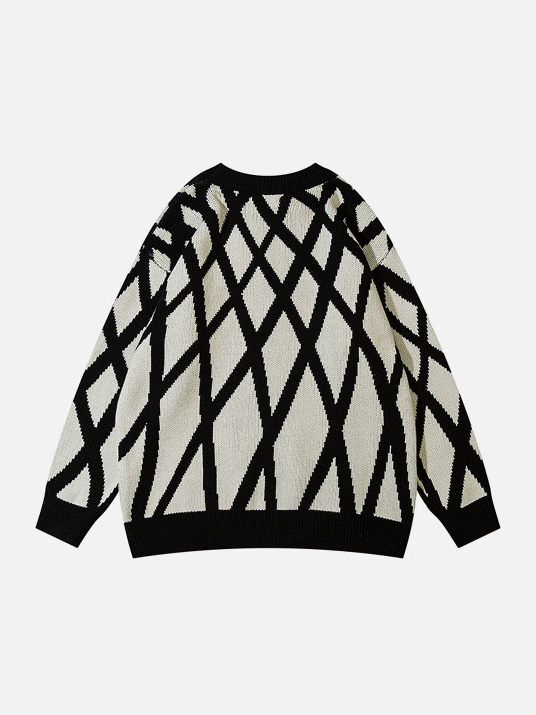Levefly - Crossover Mesh Jacquard Knit Sweater - Streetwear Fashion - levefly.com