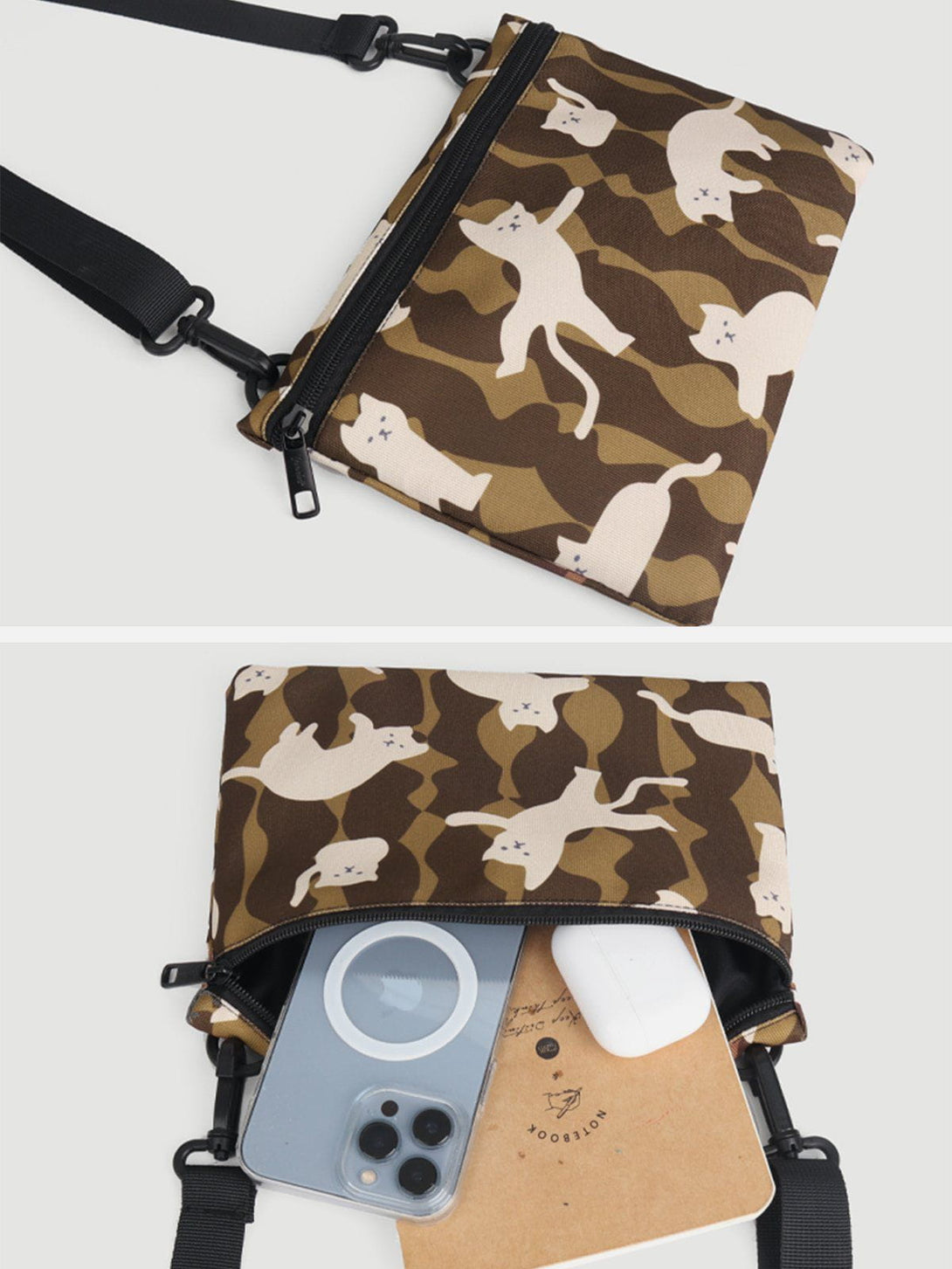 Levefly - Cute Cat Print Crossbody Bag - Streetwear Fashion - levefly.com