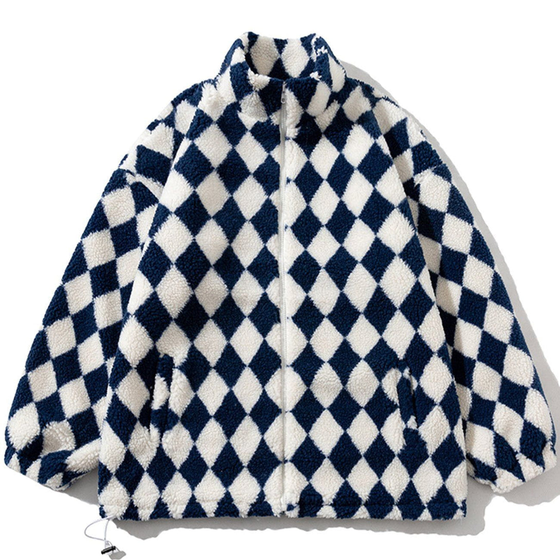 Levefly - Diamond Pattern Sherpa Winter Coat - Streetwear Fashion - levefly.com
