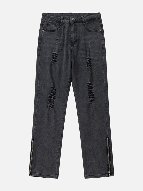 Levefly - Distressed ZIP UP Jeans - Streetwear Fashion - levefly.com