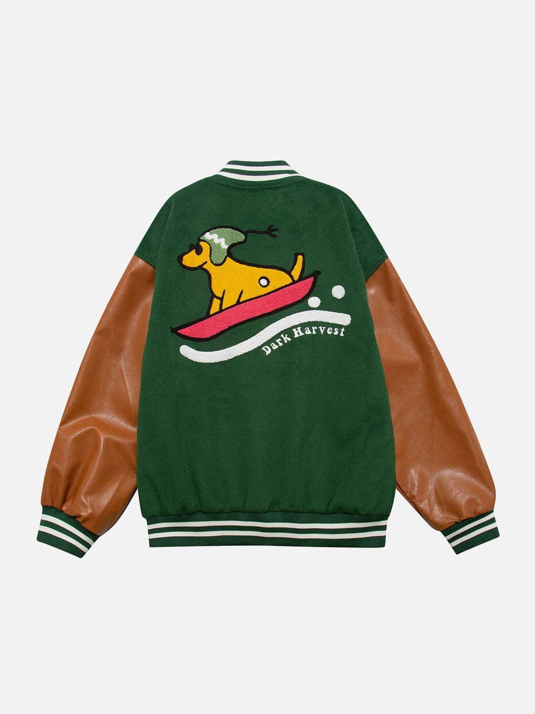 Levefly - Embroidered Color Blocking Puppy Pattern Jacket - Streetwear Fashion - levefly.com
