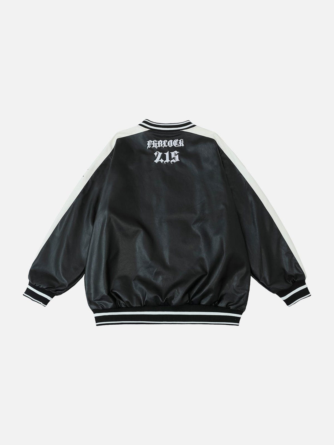 Levefly - Embroidered Colorblock Leather Jacket - Streetwear Fashion - levefly.com
