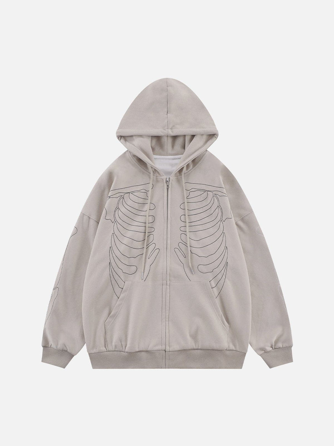 Levefly - Embroidery Skeleton Zip Up Hoodie - Streetwear Fashion - levefly.com