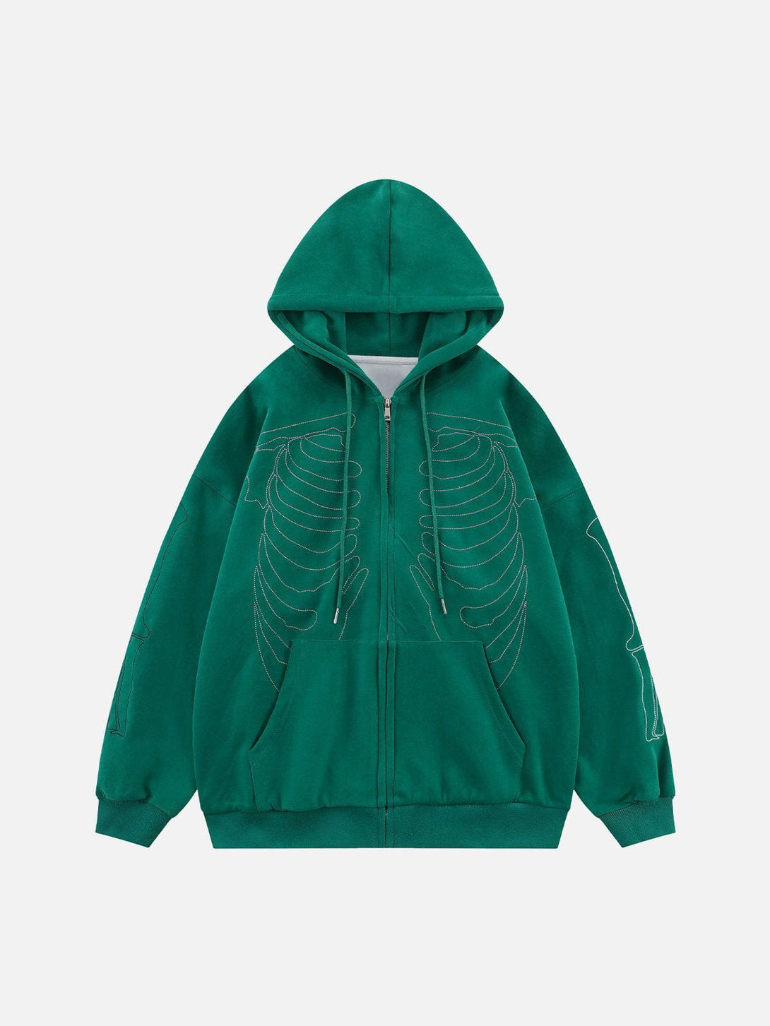 Levefly - Embroidery Skeleton Zip Up Hoodie - Streetwear Fashion - levefly.com