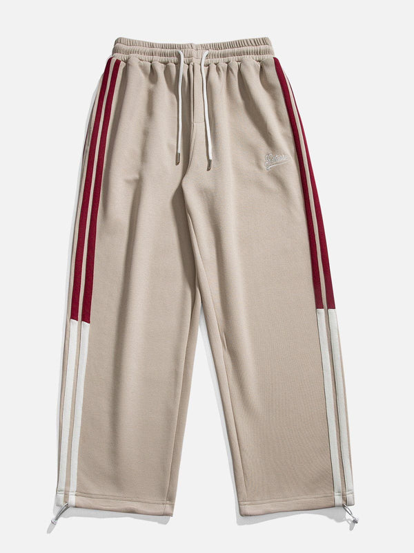Levefly - Embroidery Stripe Patchwork Sweatpants - Streetwear Fashion - levefly.com