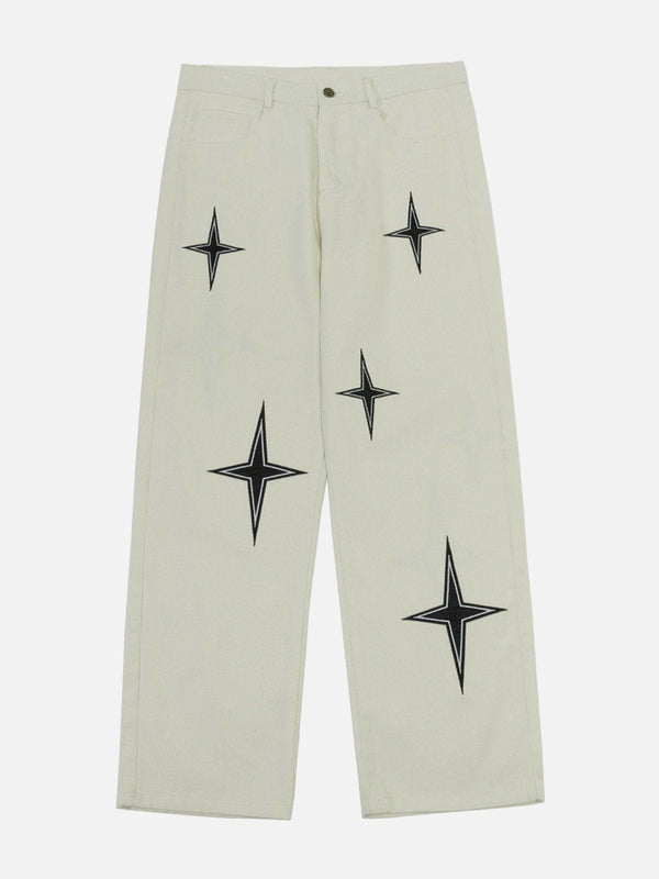 Levefly - Four-pointed Star Print Pants - Streetwear Fashion - levefly.com