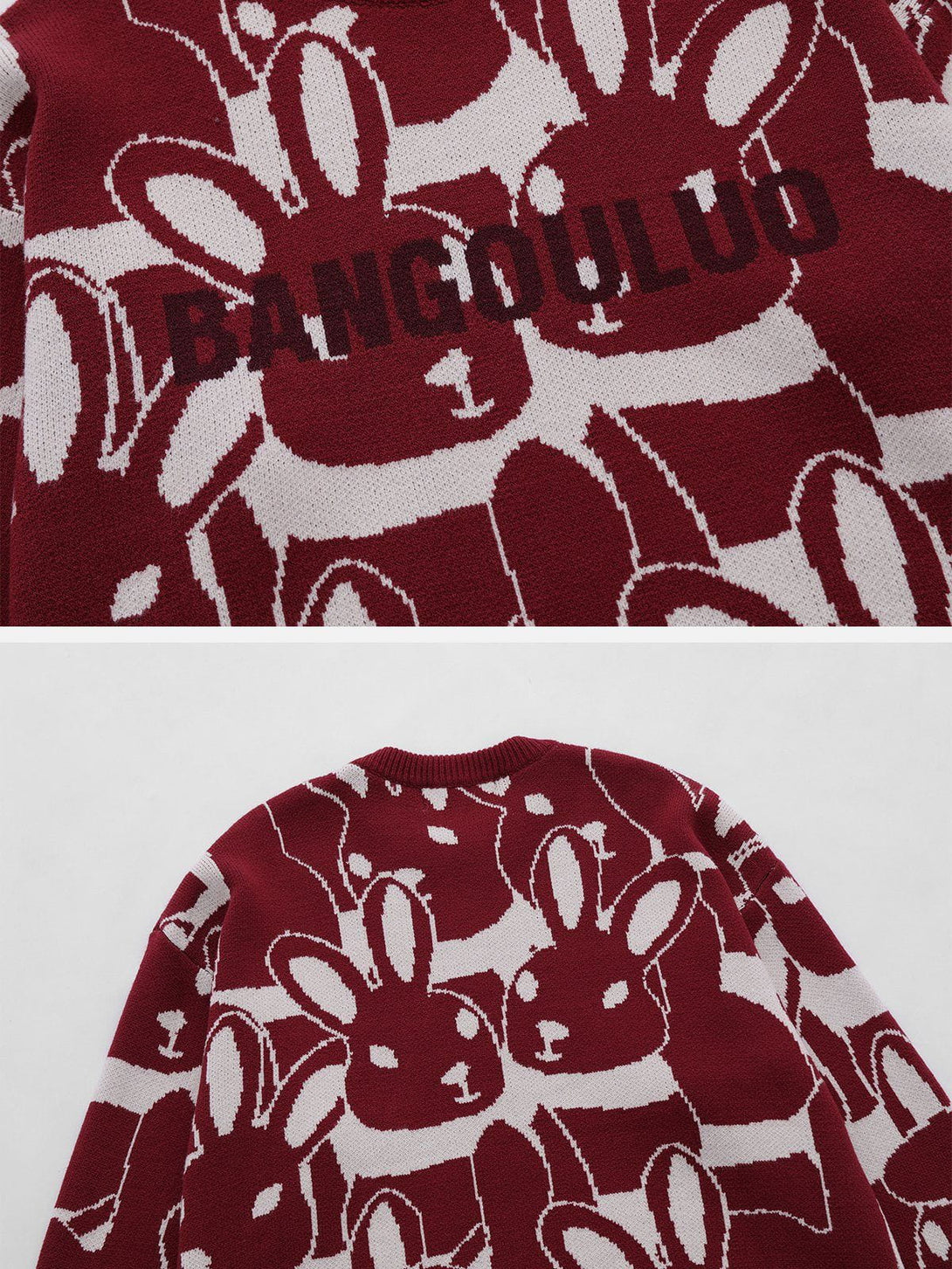 Levefly - Full Rabbit Jacquard Knit Sweater - Streetwear Fashion - levefly.com