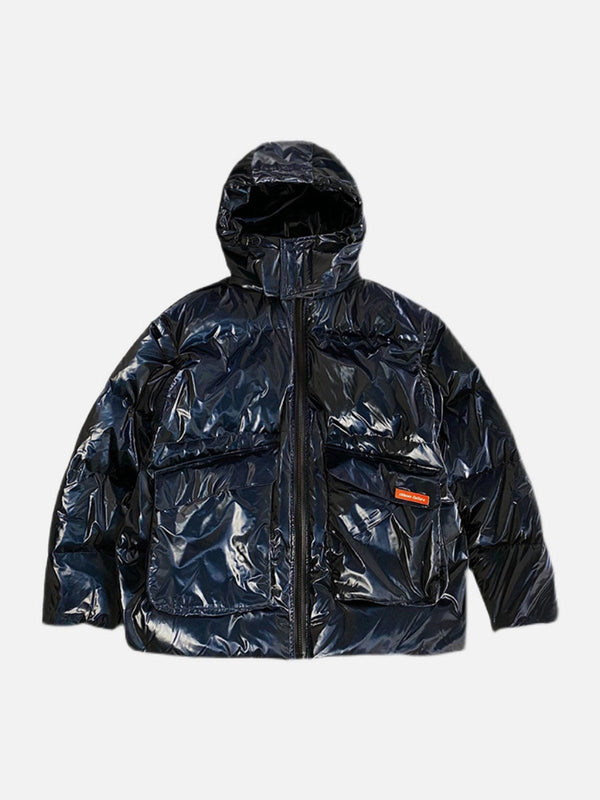 Levefly - Glossy Removable Sleeves Winter Coat - Streetwear Fashion - levefly.com