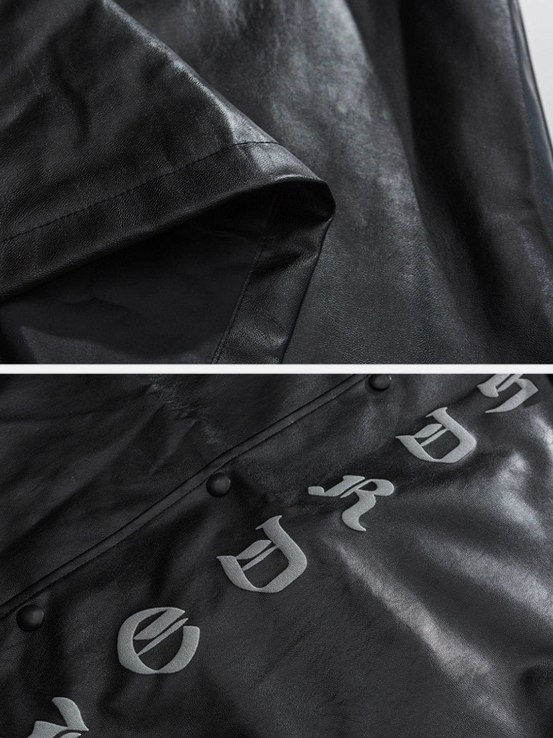 Levefly - Gothic Letter Print Leather Jacket - Streetwear Fashion - levefly.com