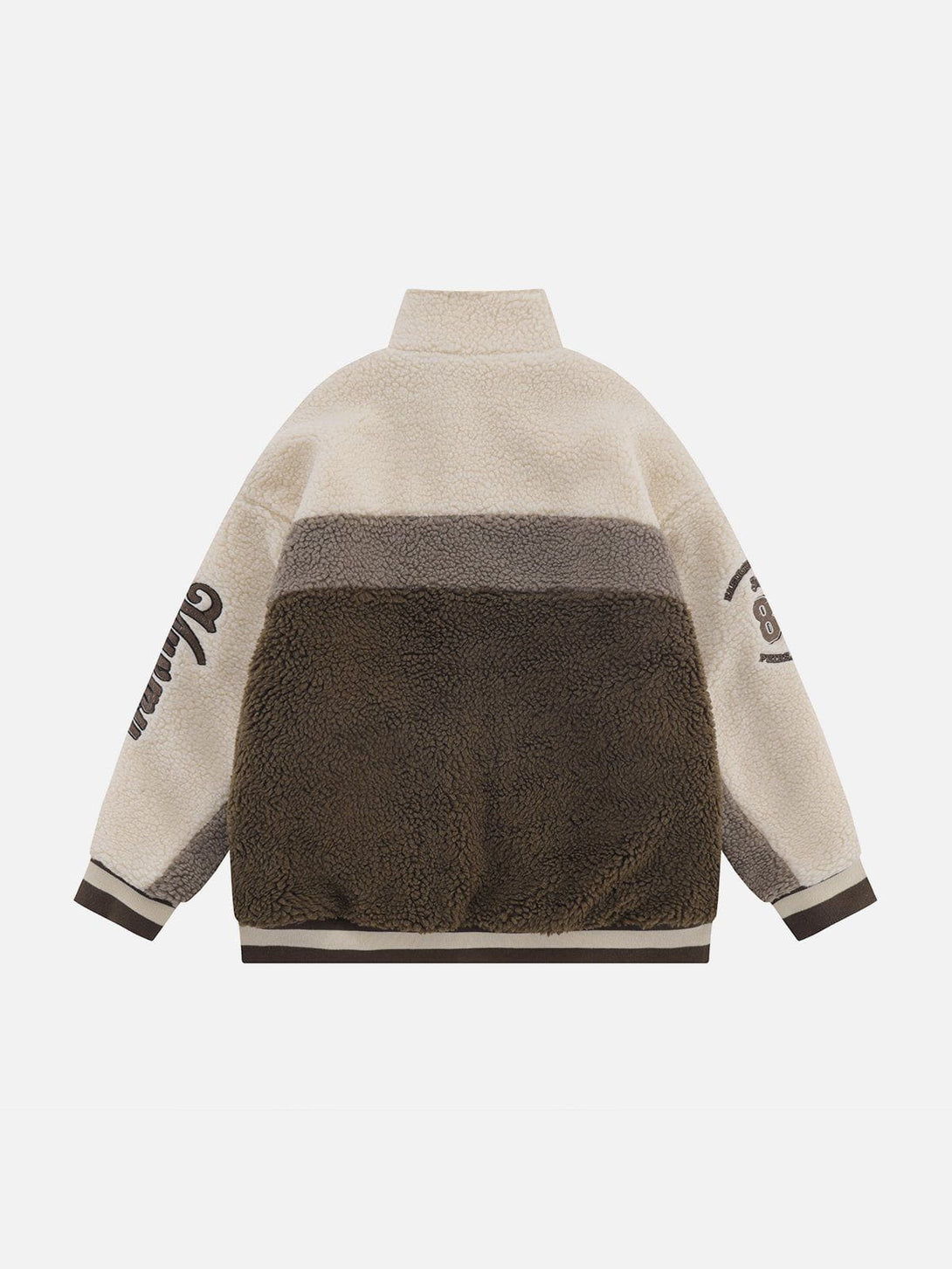 Levefly - Gradient Patchwork Embroidered Sherpa Coat - Streetwear Fashion - levefly.com