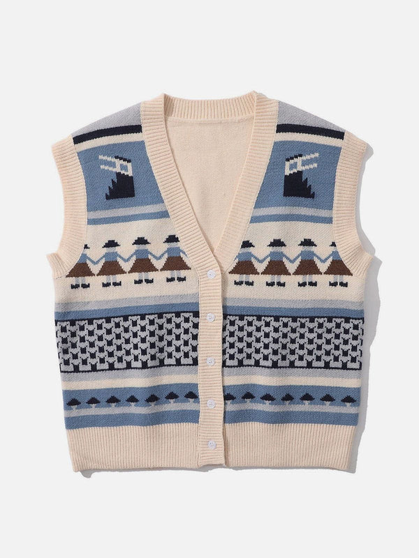 Levefly - Hand In Hand Pattern Knit Sweater Vest - Streetwear Fashion - levefly.com