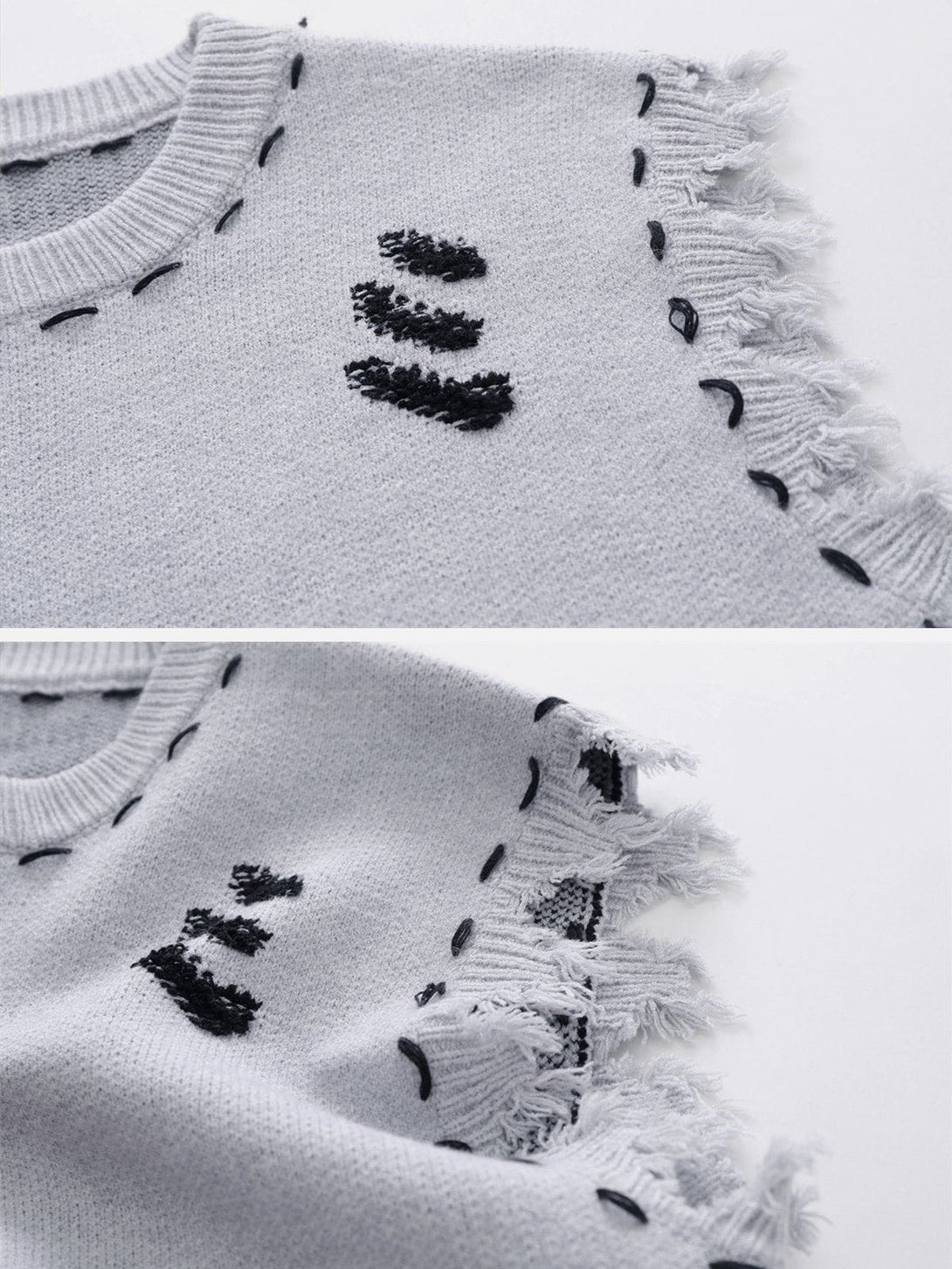 Levefly - Hole Raw Edge Sweater Vest - Streetwear Fashion - levefly.com