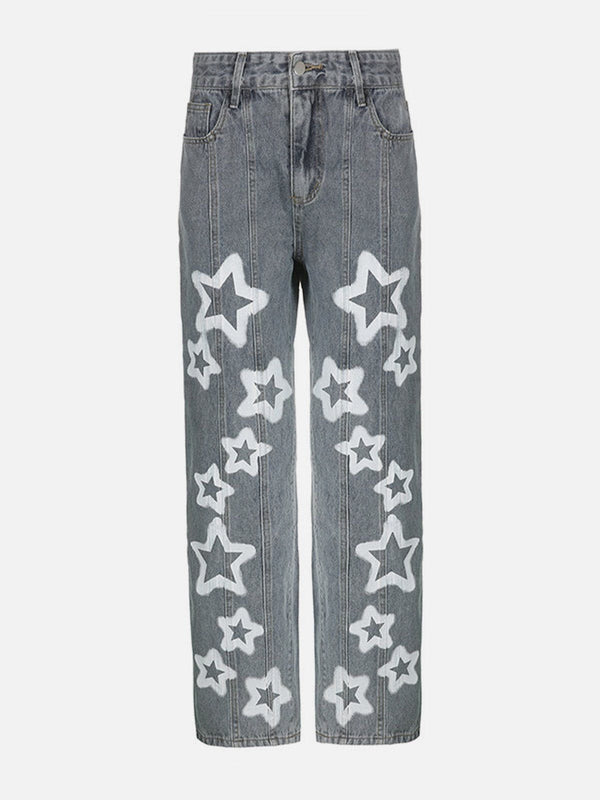 Levefly - Irregular Star Print Jeans - Streetwear Fashion - levefly.com