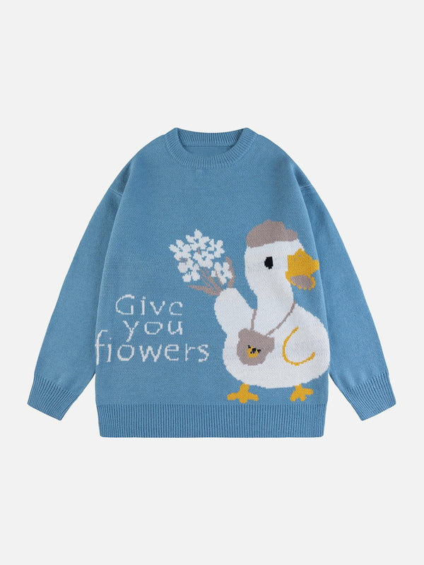 Levefly - Jacquard Cartoon Duck Sweater - Streetwear Fashion - levefly.com