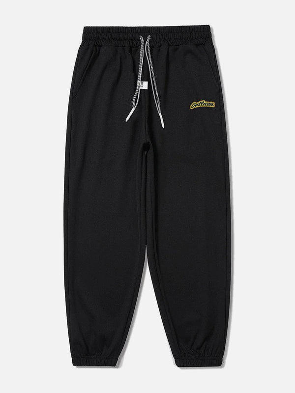 Levefly - Letter Embroidery Solid Drawstring Pants - Streetwear Fashion - levefly.com
