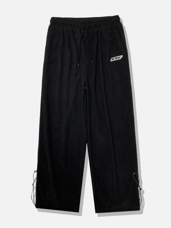 Levefly - Letter Label Elastic Corduroy Casual Pants - Streetwear Fashion - levefly.com
