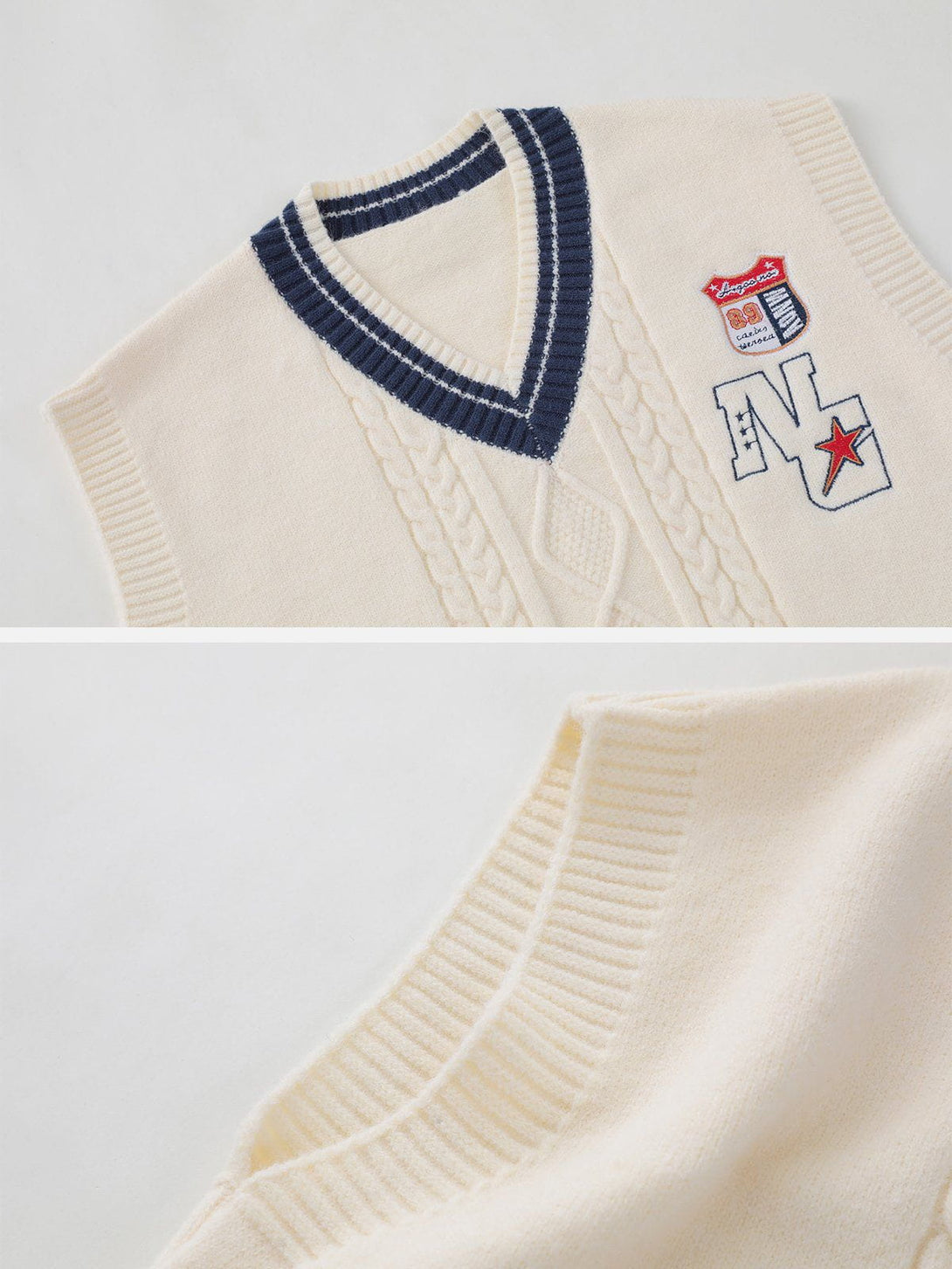 Levefly - Lettered Star Embroidery Sweater Vest - Streetwear Fashion - levefly.com