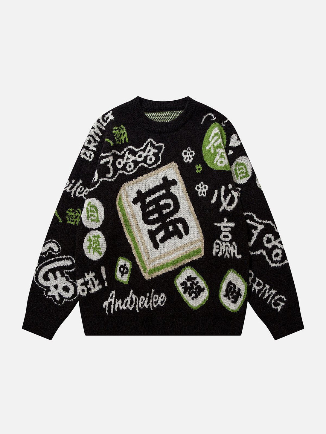 Levefly - Mahjong Embroidery Sweater - Streetwear Fashion - levefly.com