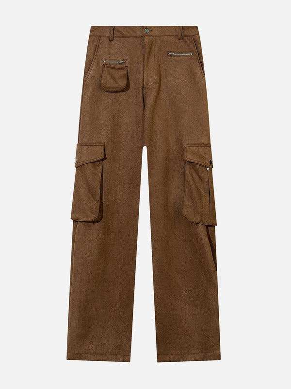 Levefly - Multi-Pocket Suede Pants - Streetwear Fashion - levefly.com