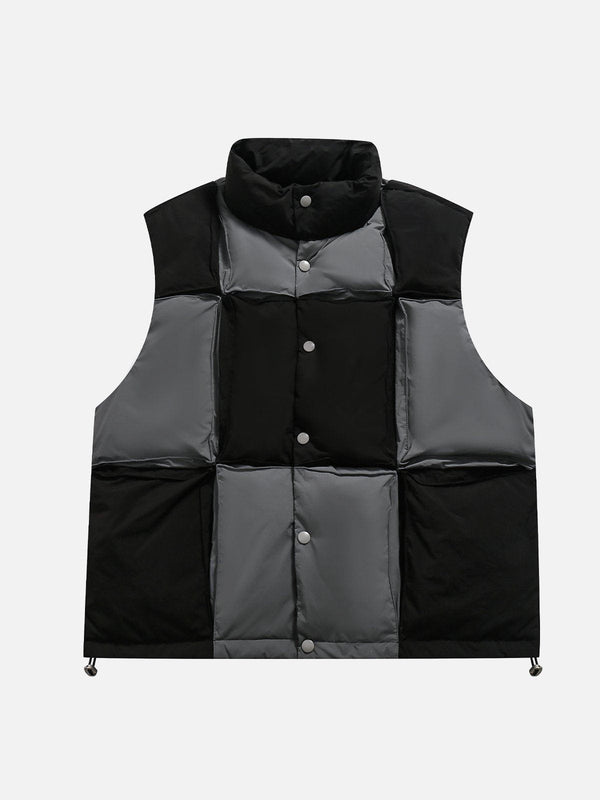 Levefly - PLAID Color Blocking Down Gilet - Streetwear Fashion - levefly.com