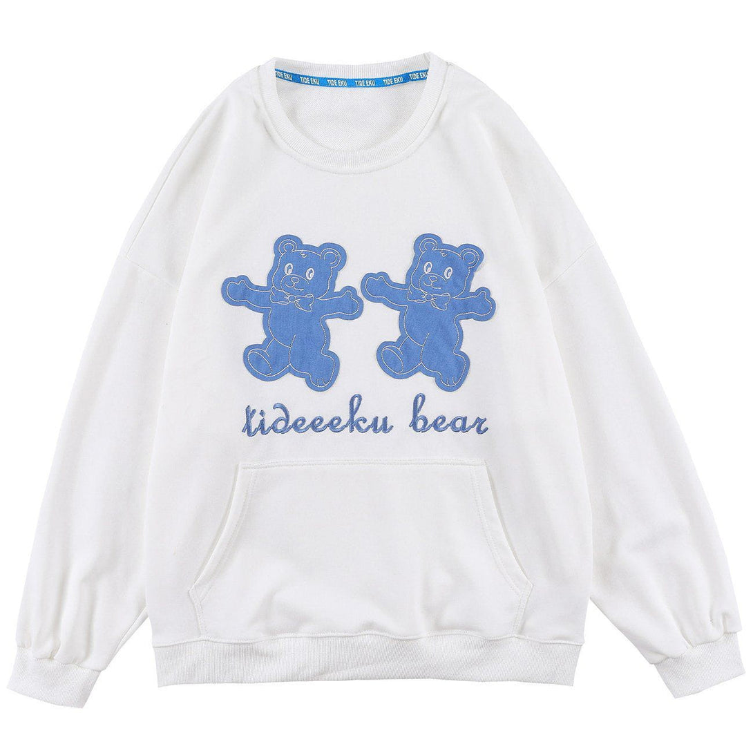 Levefly - Patch Denim Bear Sweatshirt - Streetwear Fashion - levefly.com