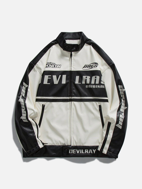 Levefly - Patchwork PU Motorcycle Jacket - Streetwear Fashion - levefly.com