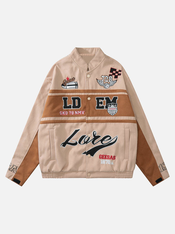 Levefly - Patchwork Stand Collar Racing Jacket - Streetwear Fashion - levefly.com