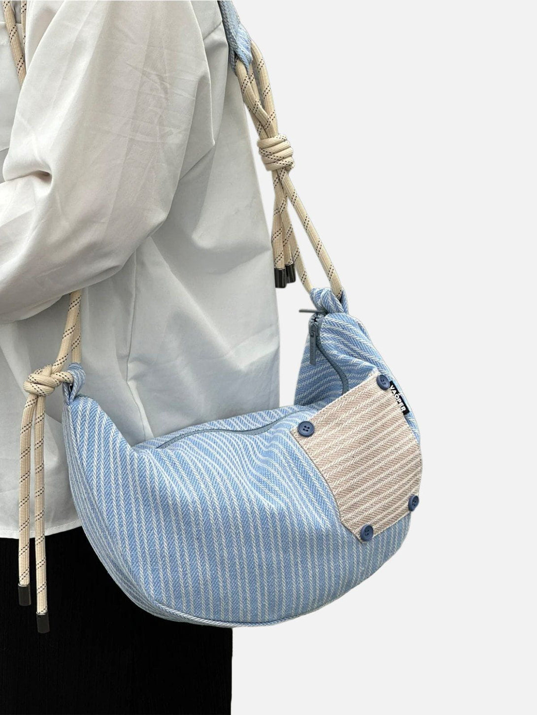 Levefly - Patchwork Stripe Crossbody Bag - Streetwear Fashion - levefly.com