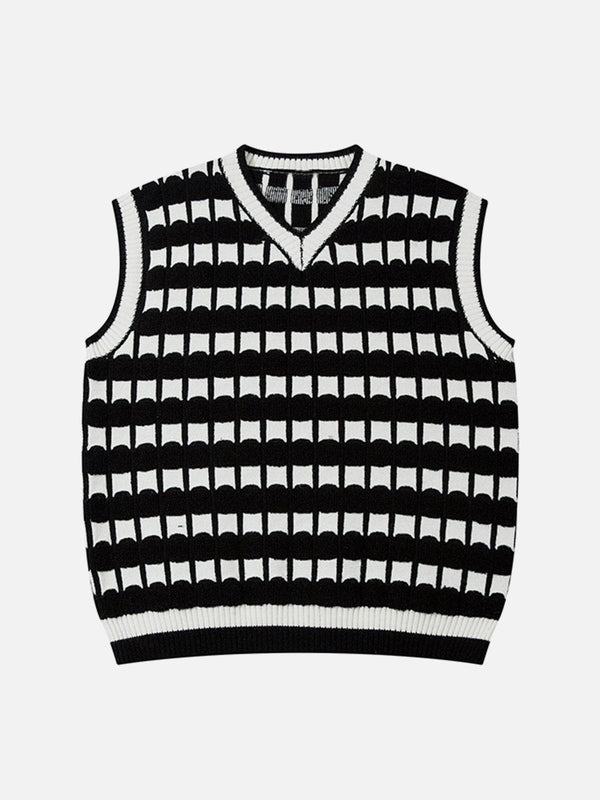 Levefly - Plaid Stripe Sweater Vest - Streetwear Fashion - levefly.com