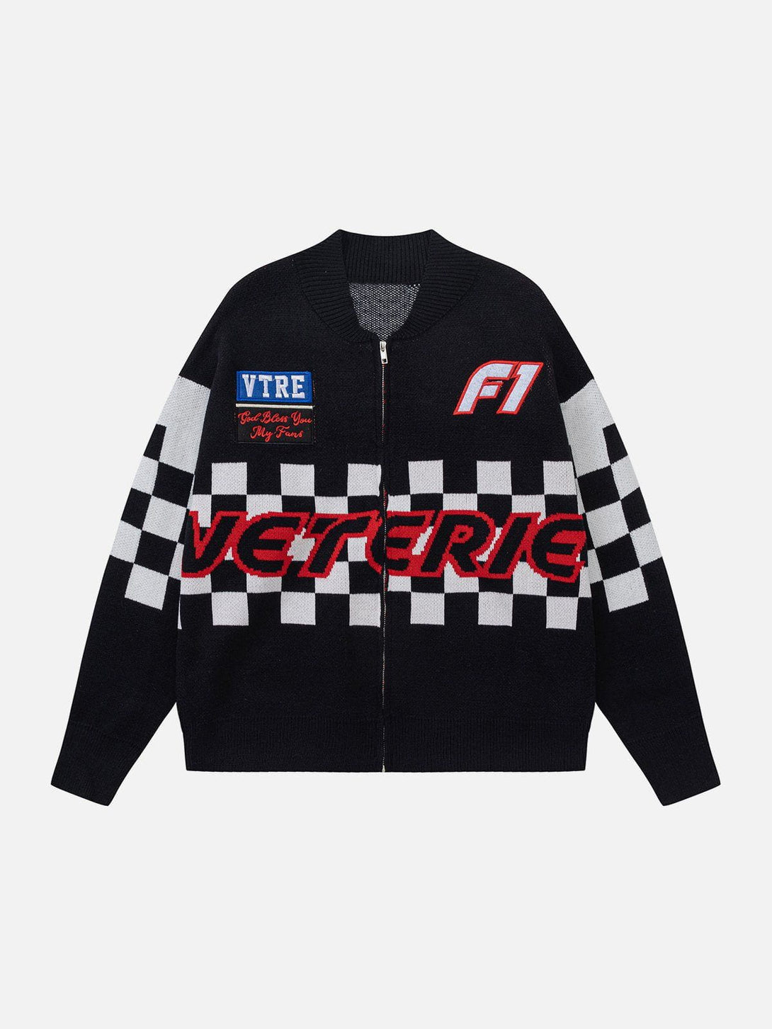 Levefly - Plaid With Gloves Racing Cardigan - Streetwear Fashion - levefly.com