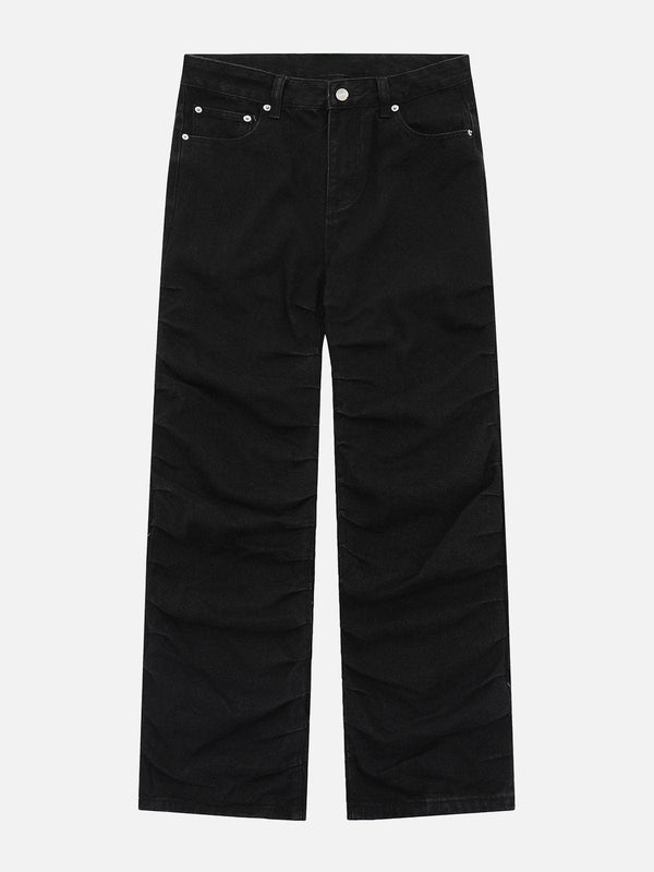 Levefly - Pleated Laminated Design Jeans - Streetwear Fashion - levefly.com