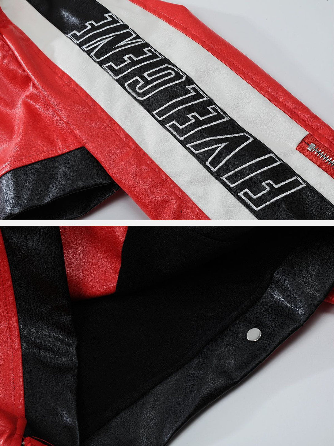 Levefly - Pu Leather Crop Motorcycle Jacket - Streetwear Fashion - levefly.com