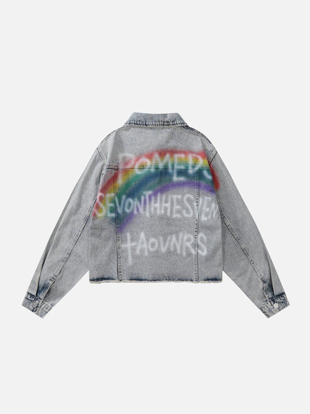 Levefly - Rainbow Letter Print Denim Jacket - Streetwear Fashion - levefly.com