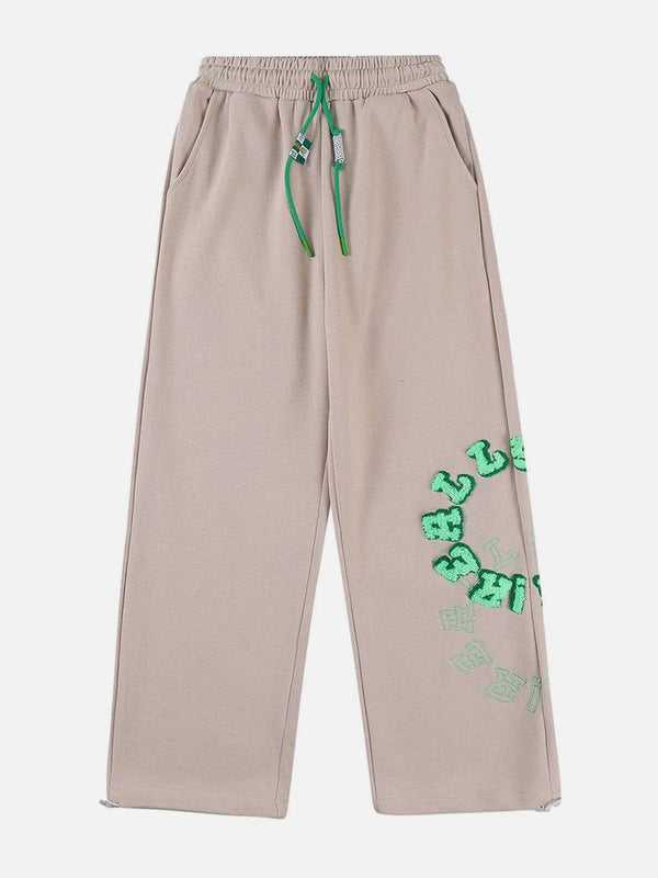 Levefly - Ring Letter Towel Embroidered Pants - Streetwear Fashion - levefly.com